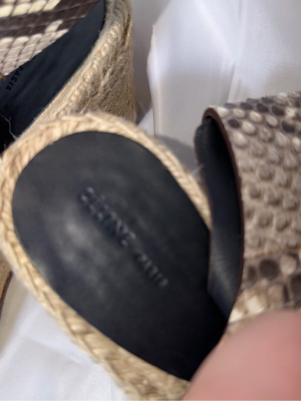 Celine Snake-Print Espadrille Wedge Sandals - Beige & Black - Picture 2 of 5